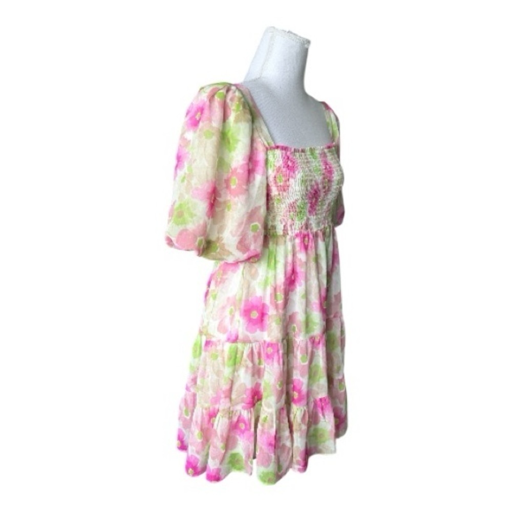 Reset by Jane NWT Watermelon Floral Balloon Sleeve Mini Dress M - Picture 8 of 10